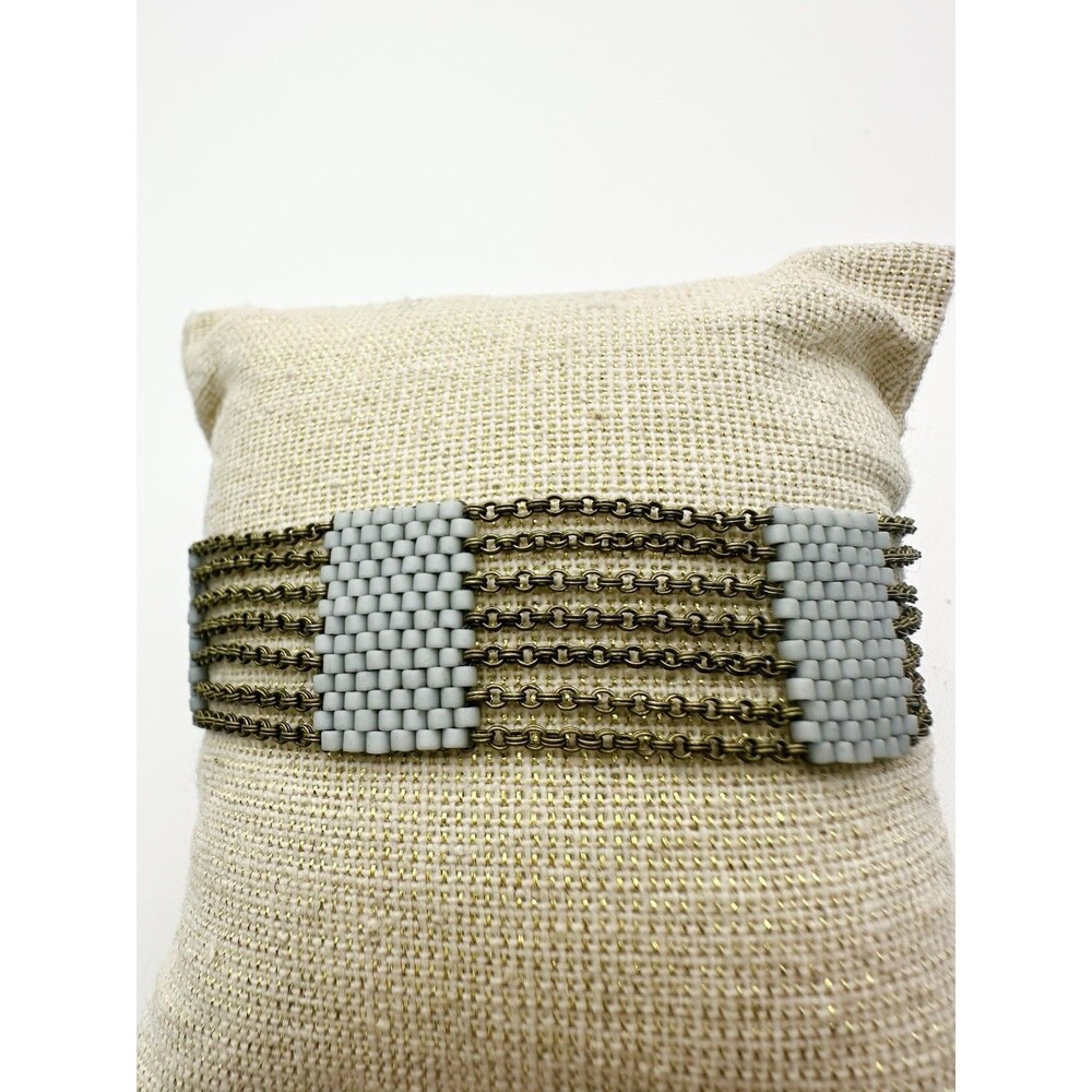 Designer Brass Chain Beaded Bracelet 7”